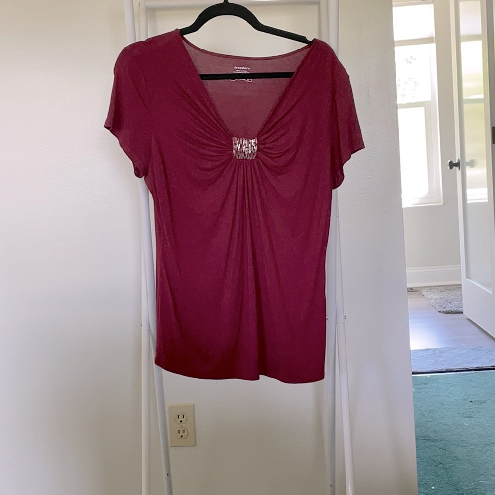 Burgundy Dressbarn Fancy Shirt
